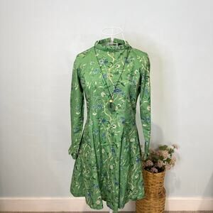 Samantha Pleet 60-70s vintage-inspired rare green floral wallpaper dress